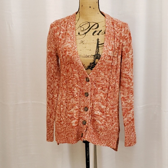 Pink Rose Sweaters - Pink Rose Orange Cardigan Sweater